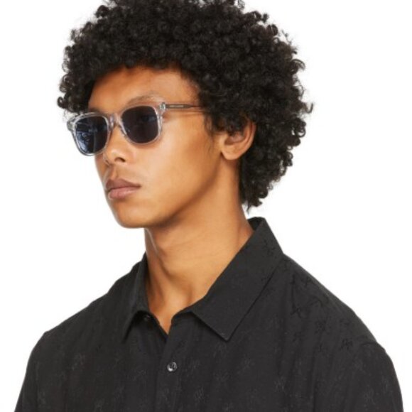 Saint Laurent SL51 RIM 004 Square Sunglasses - Crystal/Blue - Picture 3 of 10